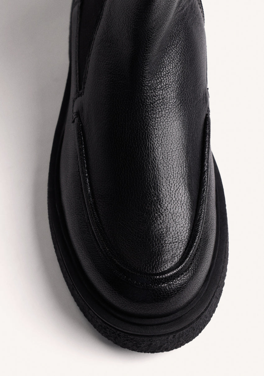 BLACK CHELSEA LEATHER ANKLE BOOTS