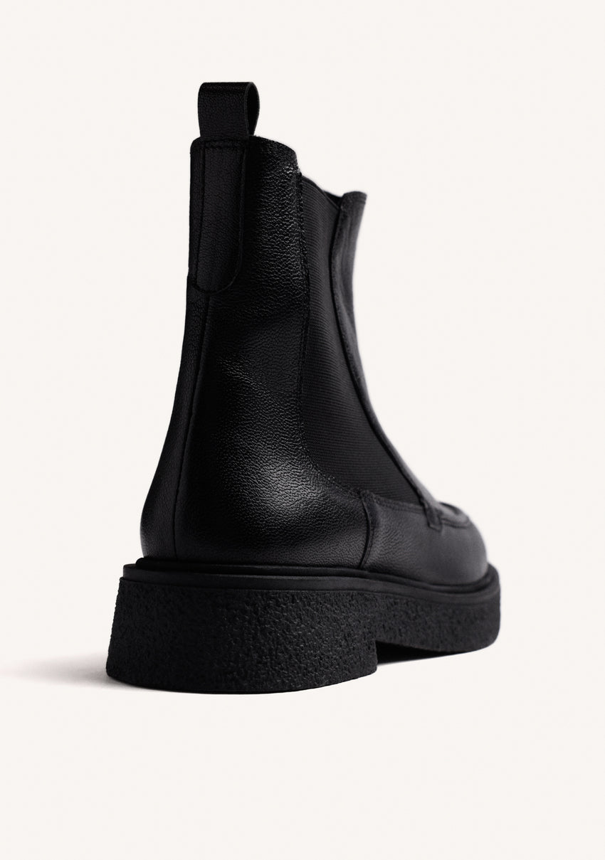 BLACK CHELSEA LEATHER ANKLE BOOTS