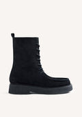 BLACK MILITARY STYLE SUEDE LEATHER BOOTS