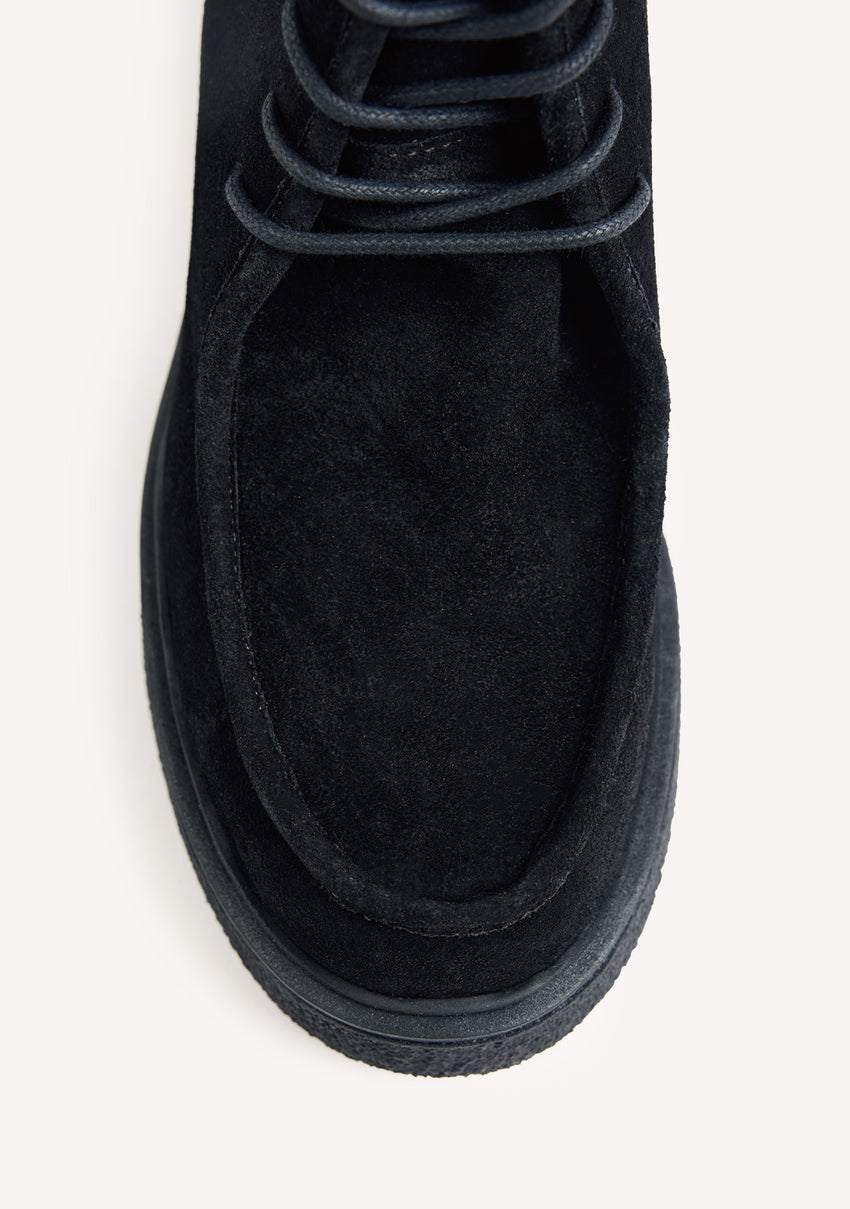 BLACK MILITARY STYLE SUEDE LEATHER BOOTS