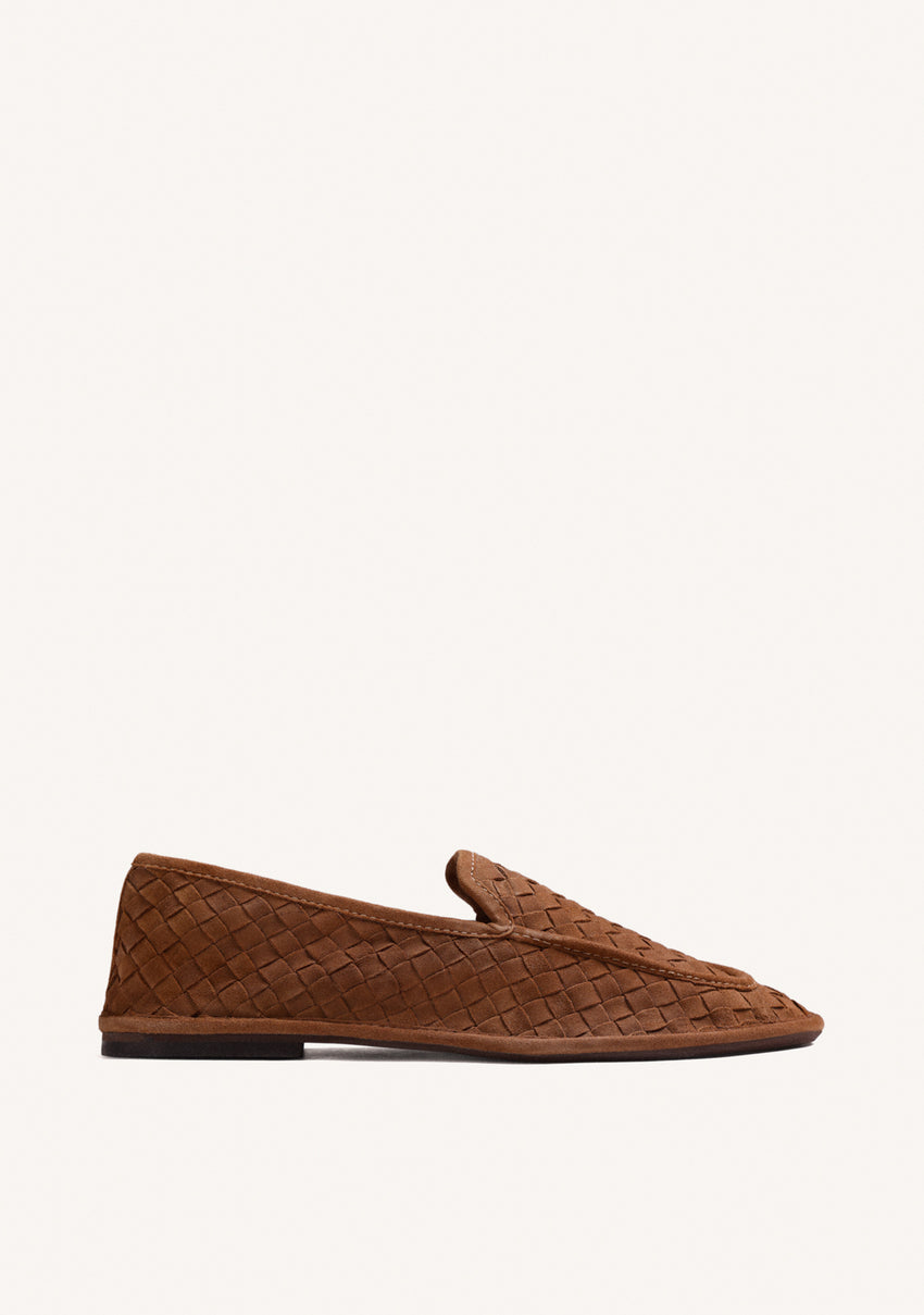 CAMEL WOVEN LEATHER LOAFERS