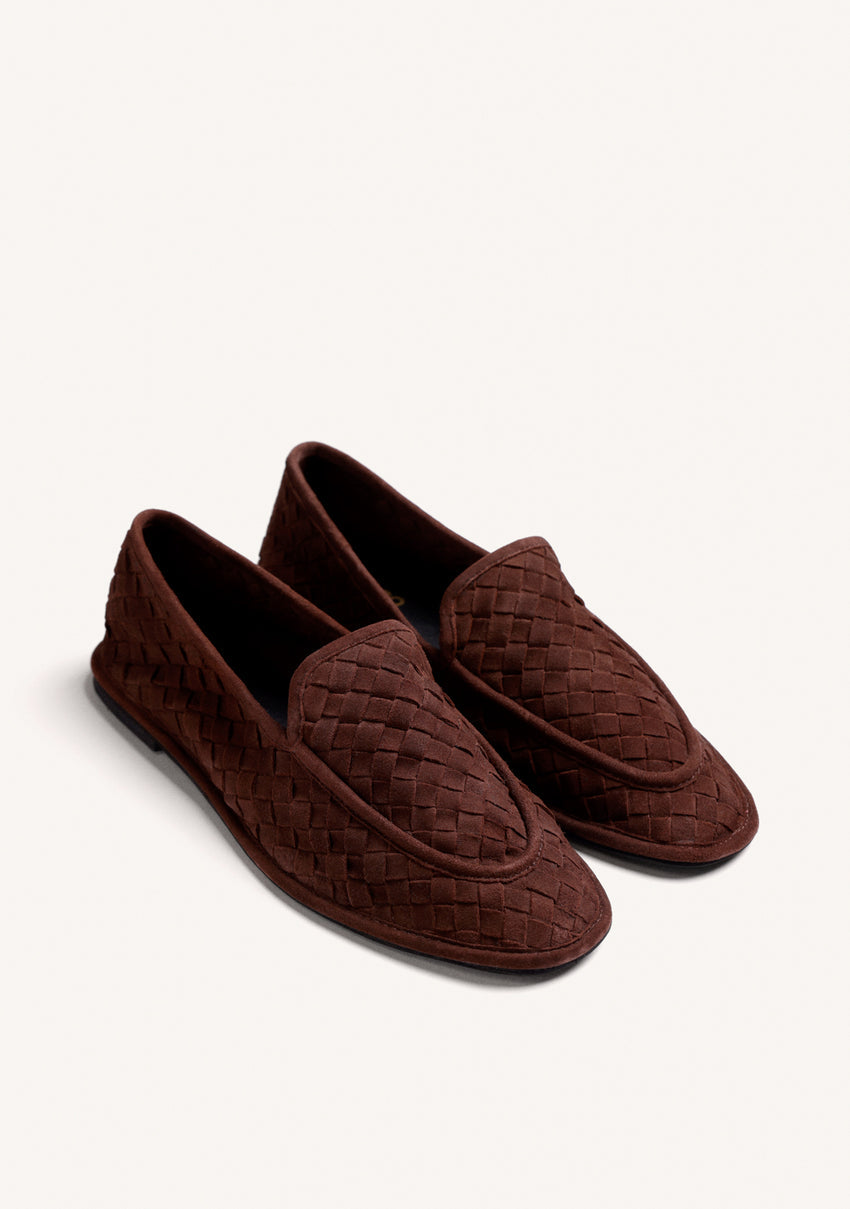 BROWN WOVEN LEATHER LOAFERS