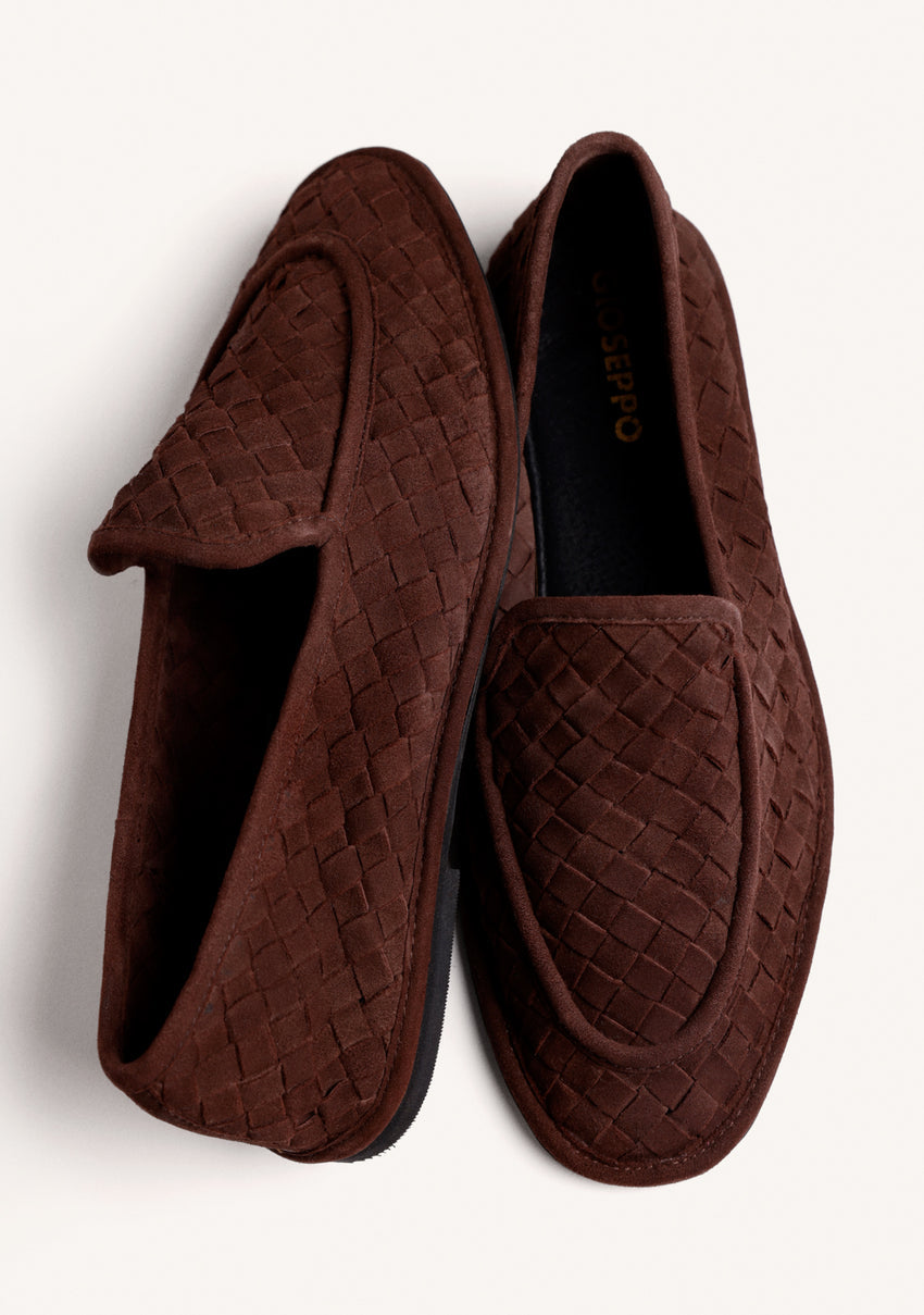BROWN WOVEN LEATHER LOAFERS