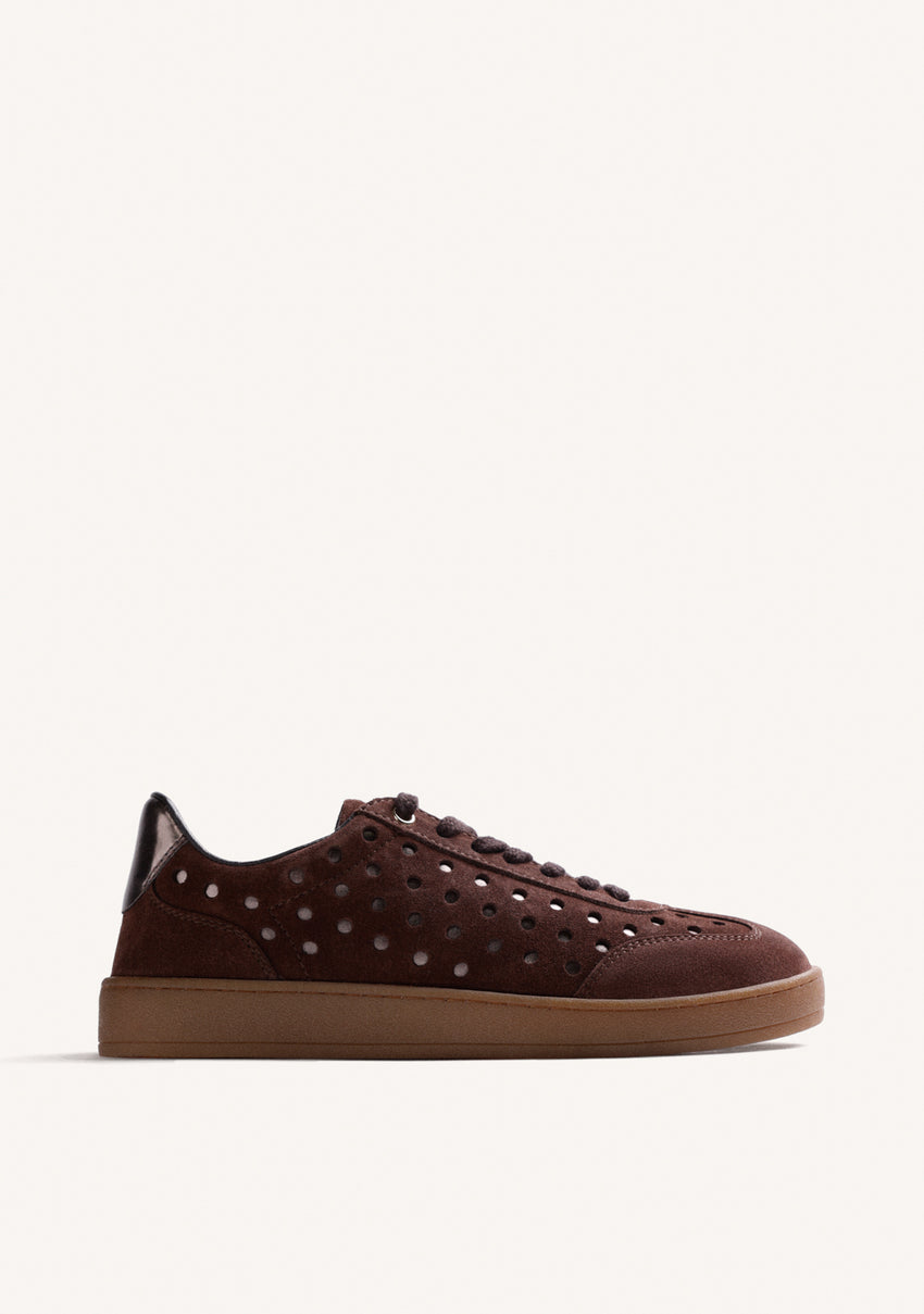 BROWN SHINY LEATHER SNEAKERS