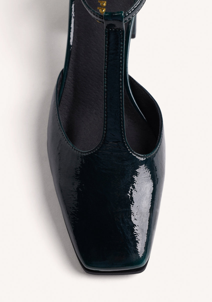 GREEN PATENT EFFECT HEEL SHOES