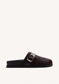 BURGUNDY LEATHER CLOGS WITH BUCKLE