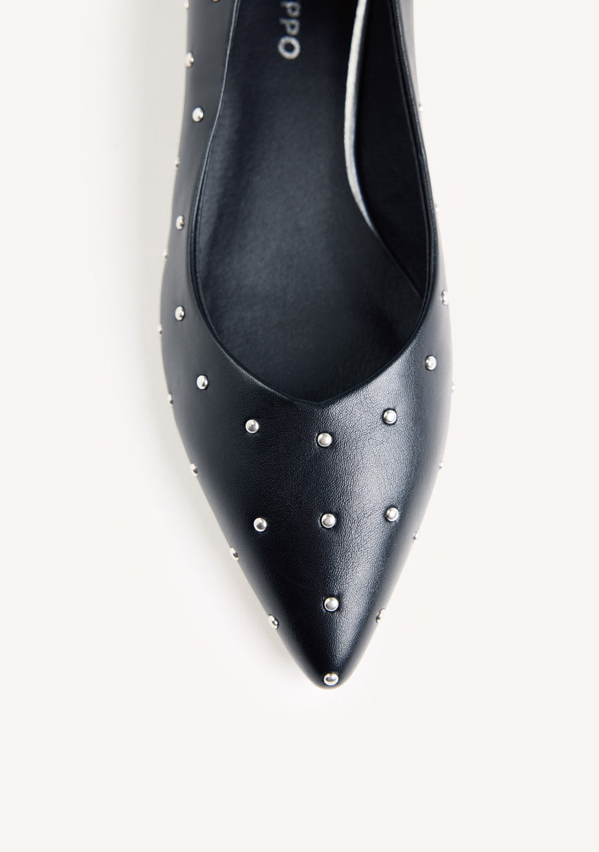 BLACK STUDDED HEEL SHOES