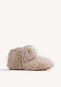 BEIGE FUR ANKLE HOUSE SLIPPERS
