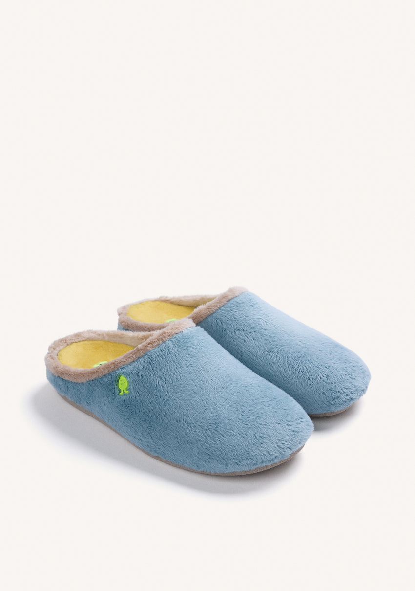 BLUE FUZZY HOUSE SLIPPERS