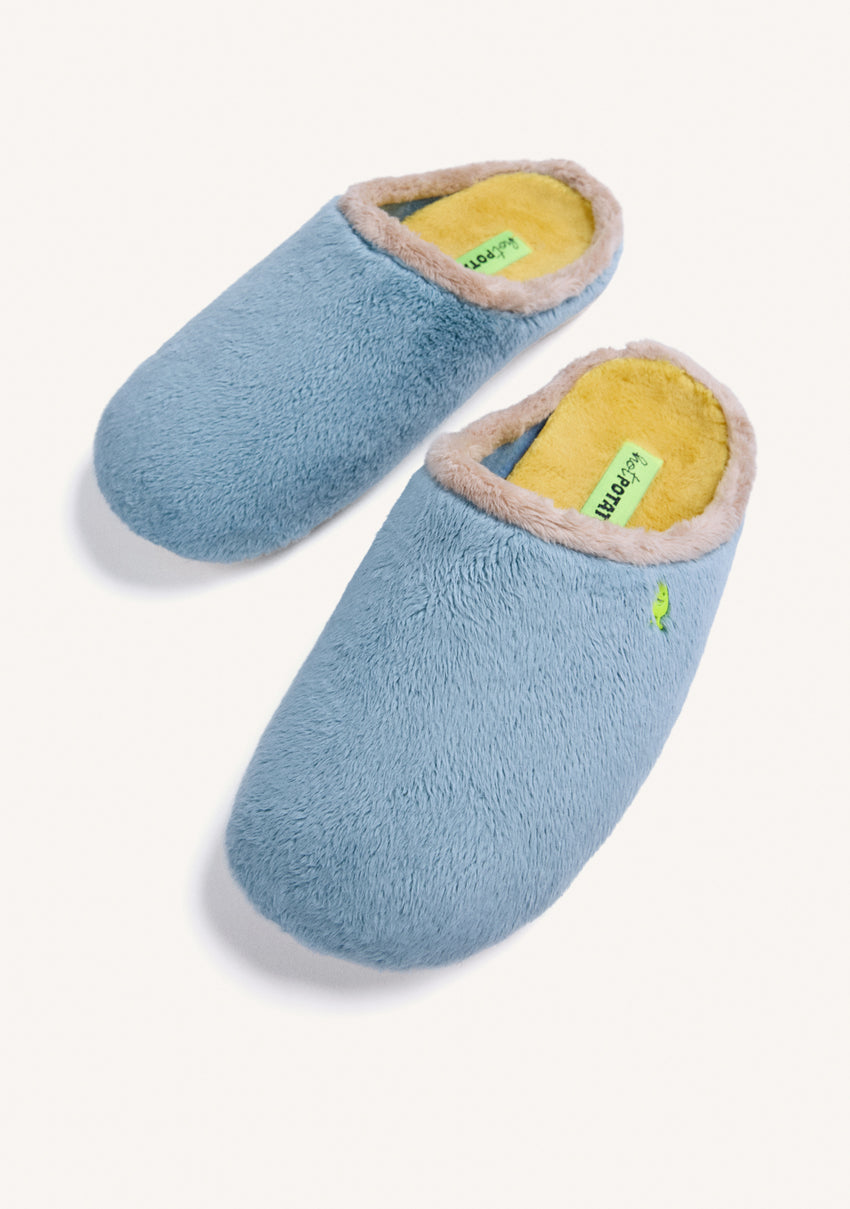 BLUE FUZZY HOUSE SLIPPERS