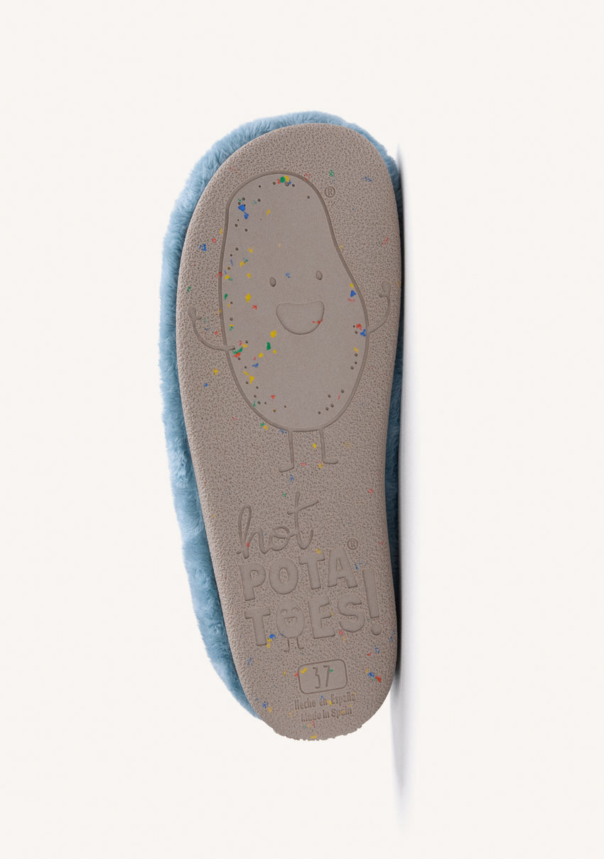 BLUE FUZZY HOUSE SLIPPERS