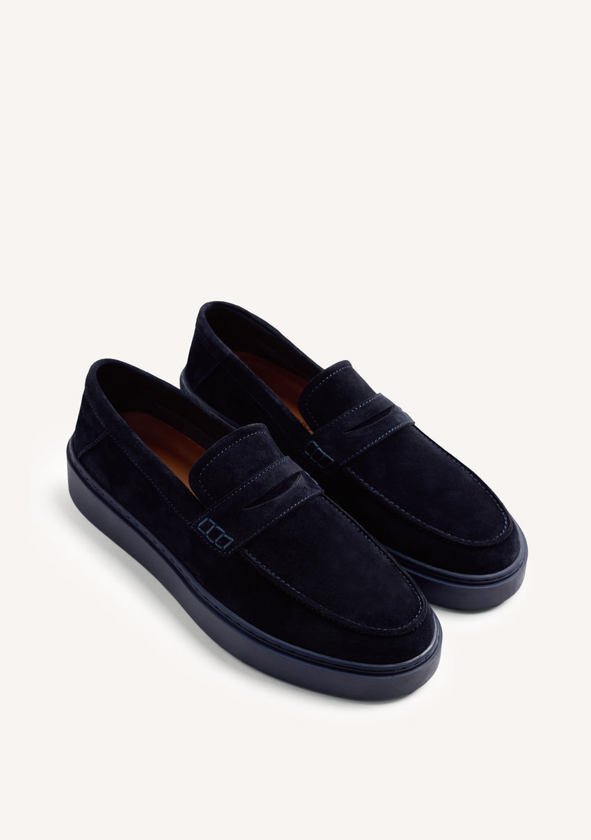 BLUE LEATHER WALLABEE LOAFERS