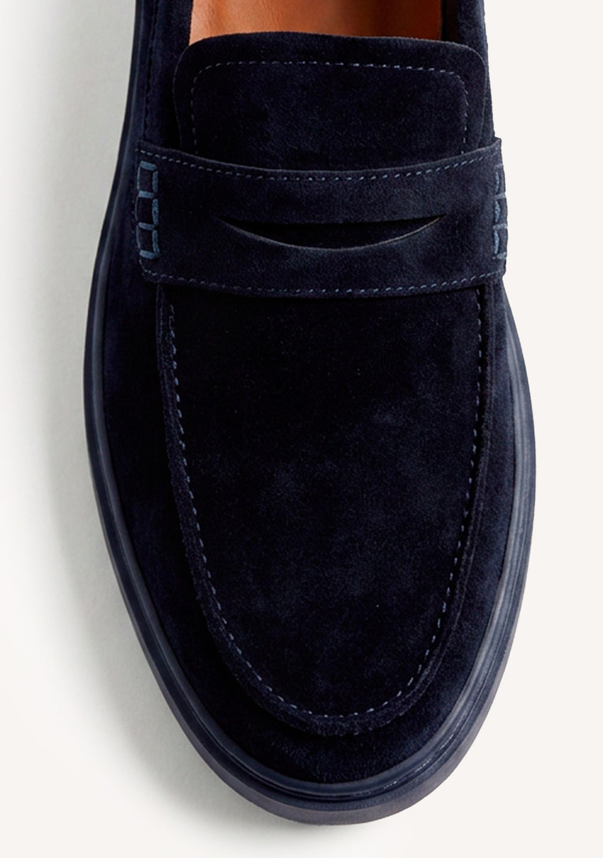 BLUE LEATHER WALLABEE LOAFERS