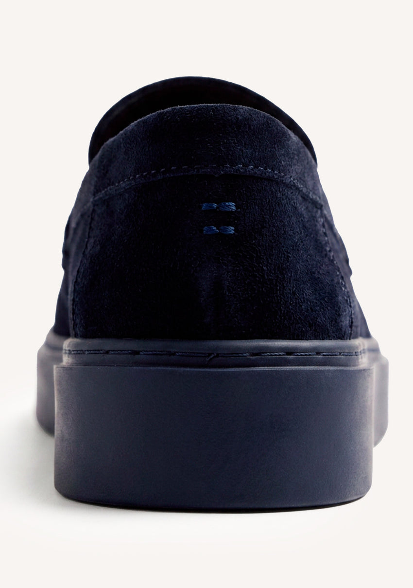 BLUE LEATHER WALLABEE LOAFERS