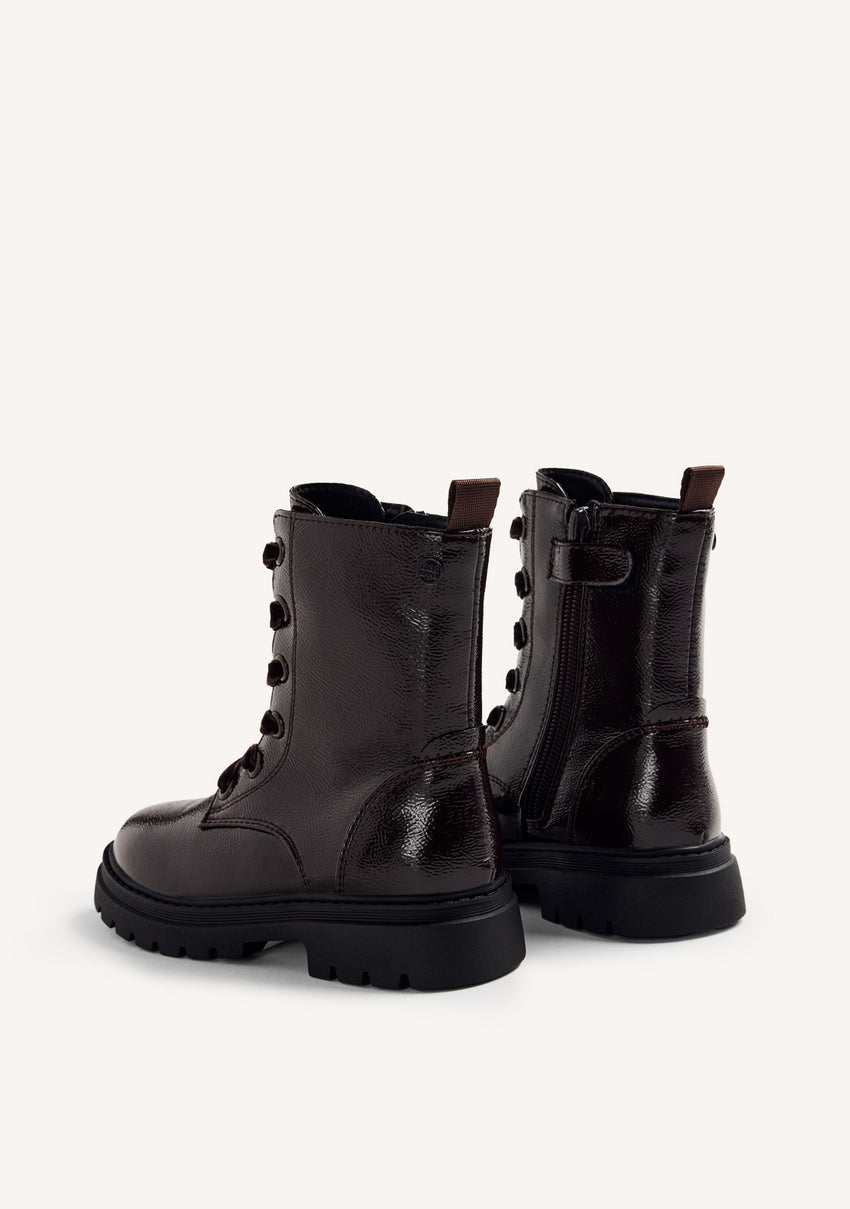 BROWN PATENT EFFECT BOOTS