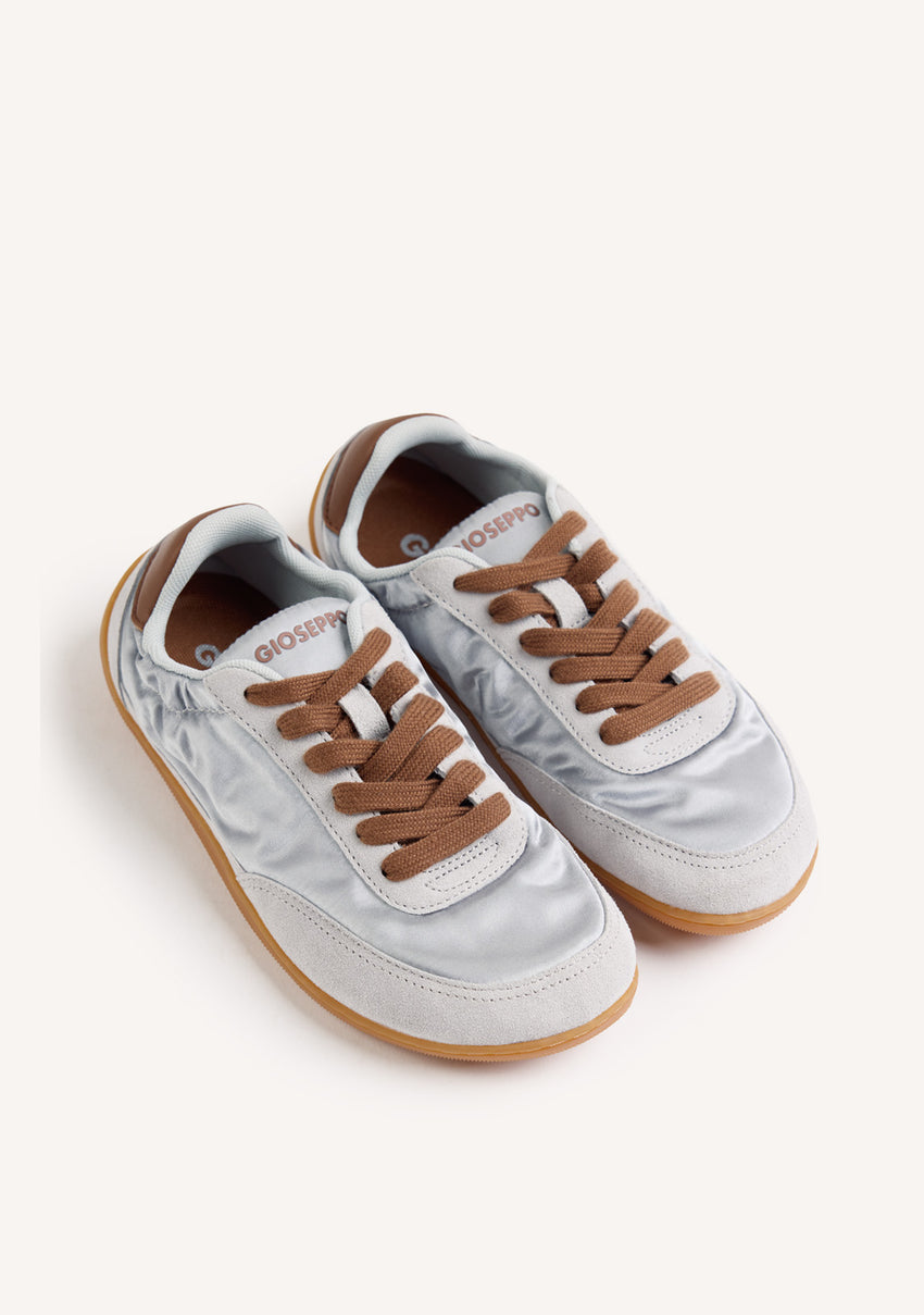 BLUE SATIN AND LEATHER BAREFOOT SNEAKERS