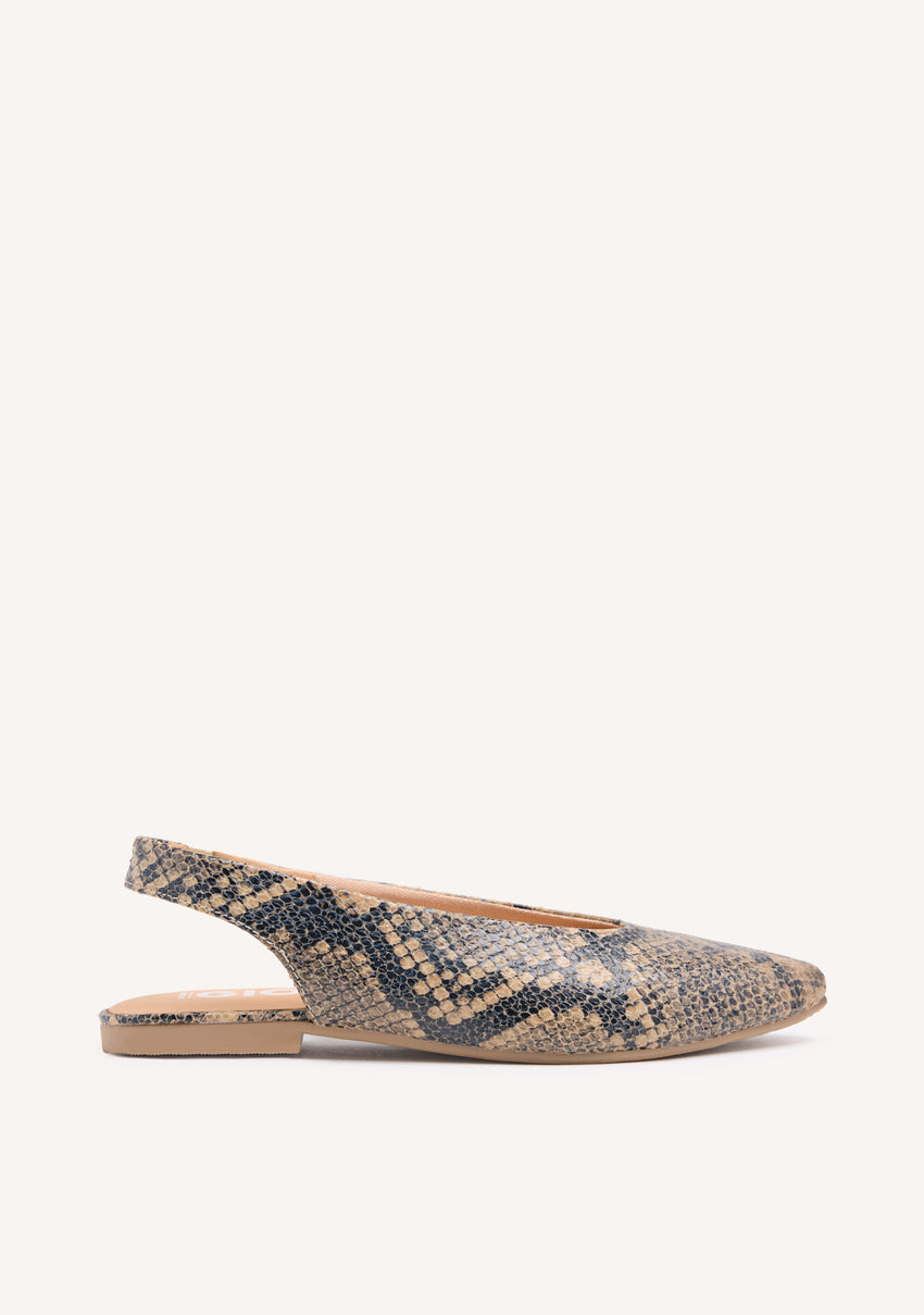 ANIMAL PRINT LEATHER SLINGBACK BALLET FLATS