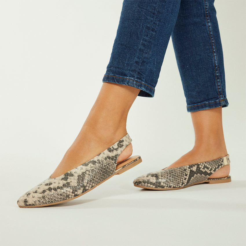 ANIMAL PRINT LEATHER SLINGBACK BALLET FLATS