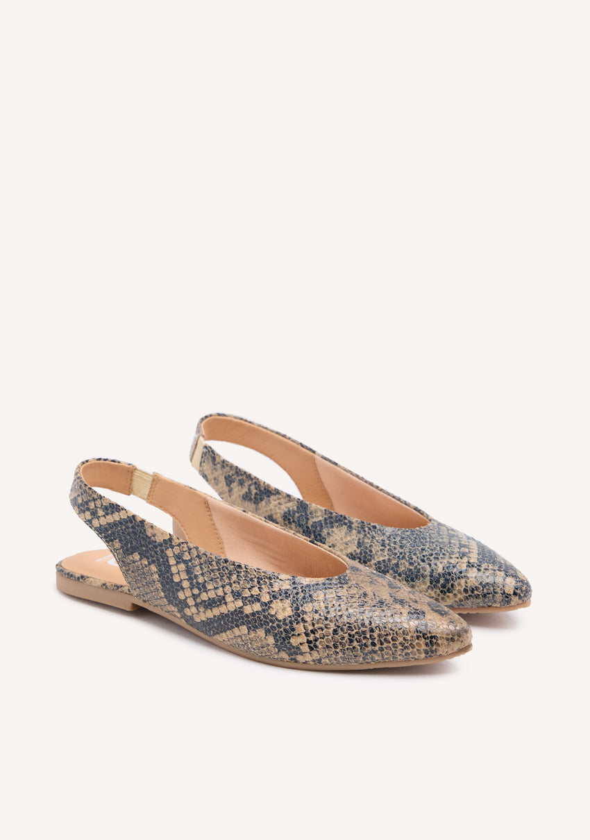 ANIMAL PRINT LEATHER SLINGBACK BALLET FLATS