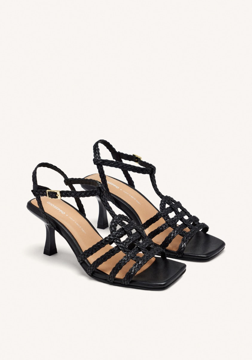 BRAIDED LEATHER HEEL SANDALS