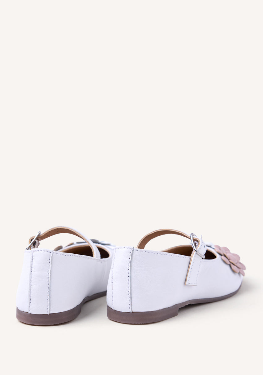 FLOWER LEATHER BALLET FLATS OLDEANI