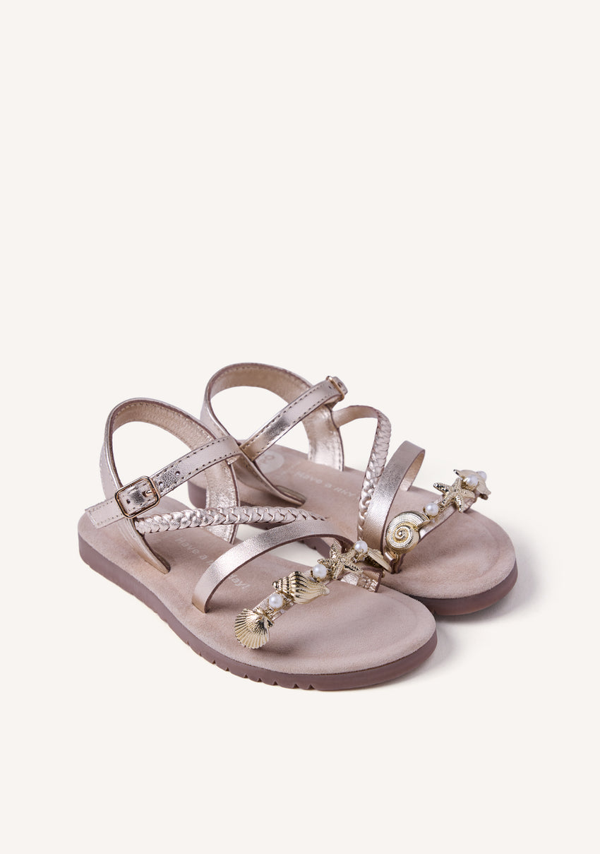 BEADED AND SHINY LEATHER SANDALS ERDUT