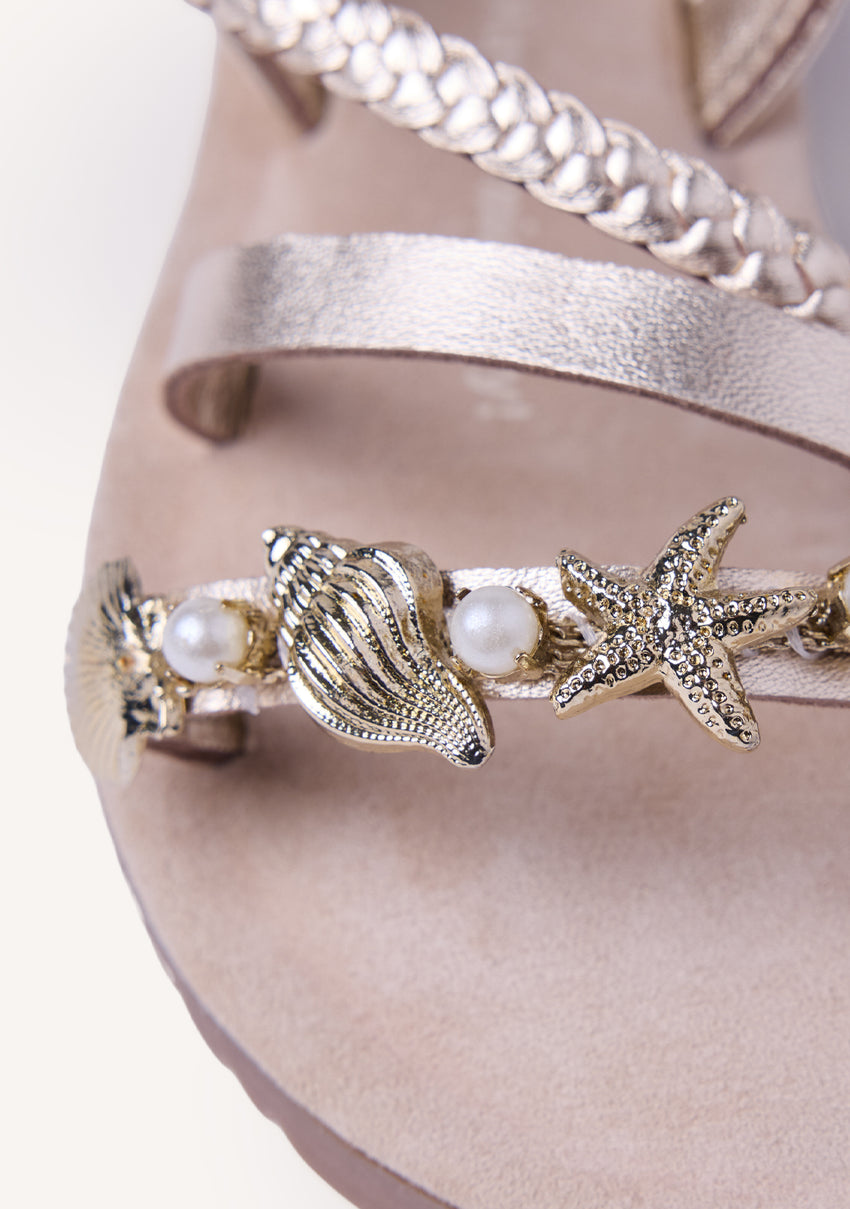 BEADED AND SHINY LEATHER SANDALS ERDUT