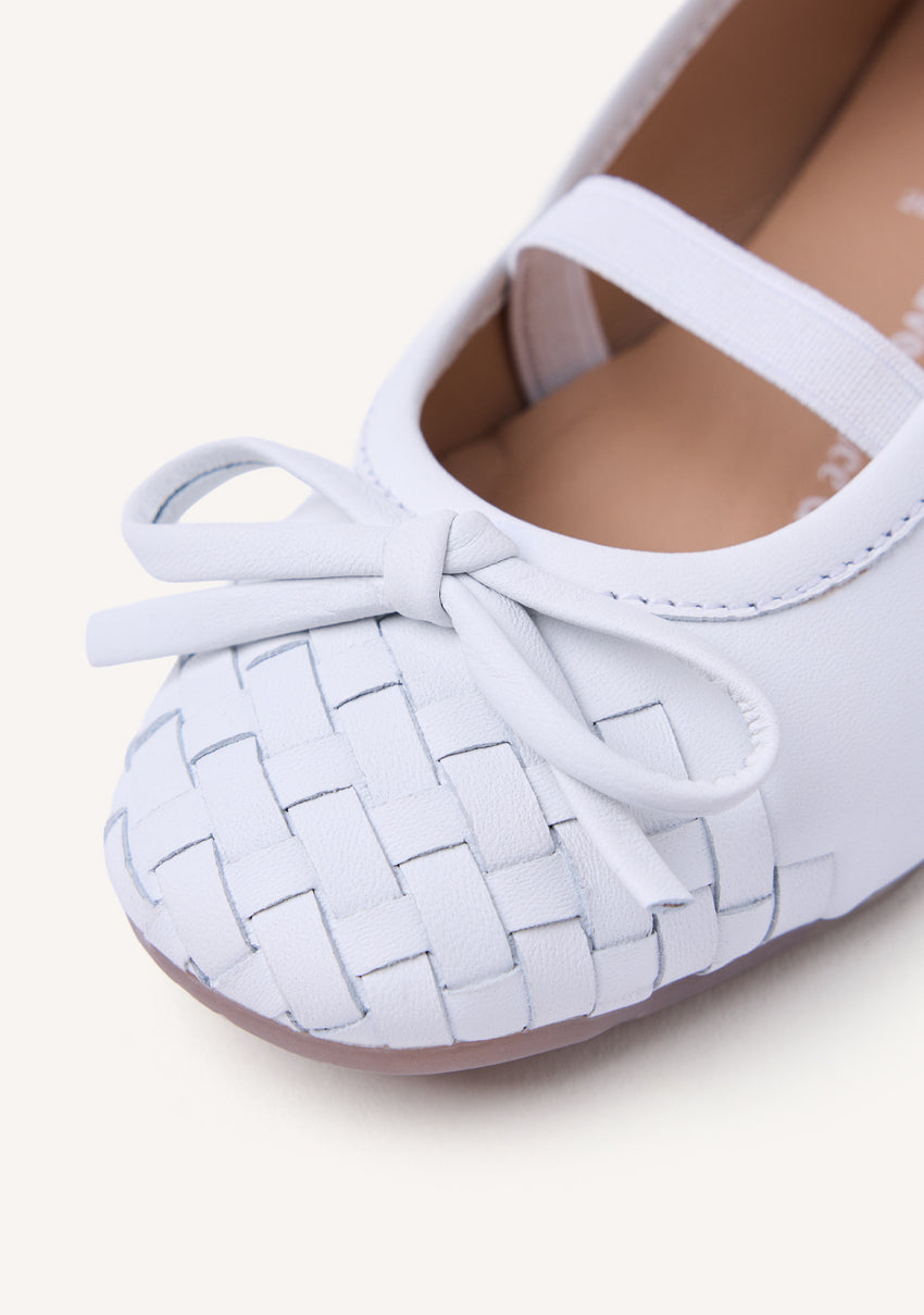 BRAIDED SHINY LEATHER BALLET FLATS LARE