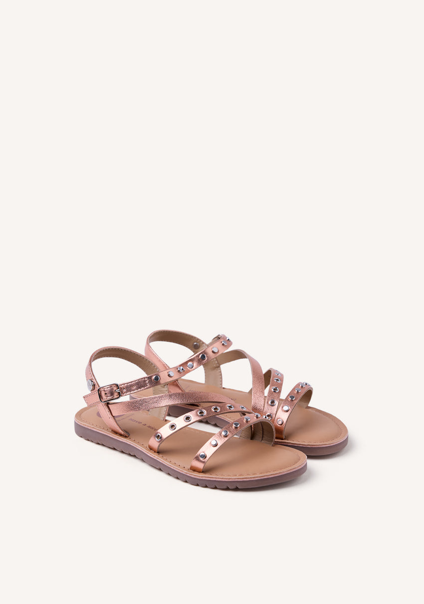 SHINY LEATHER SANDALS STUDS AND EYELETS AWASI