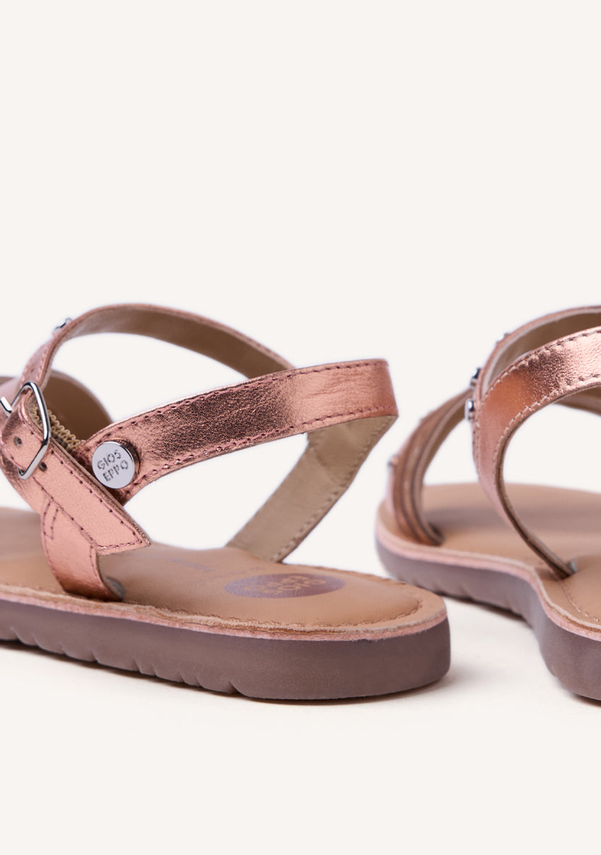 SHINY LEATHER SANDALS STUDS AND EYELETS AWASI