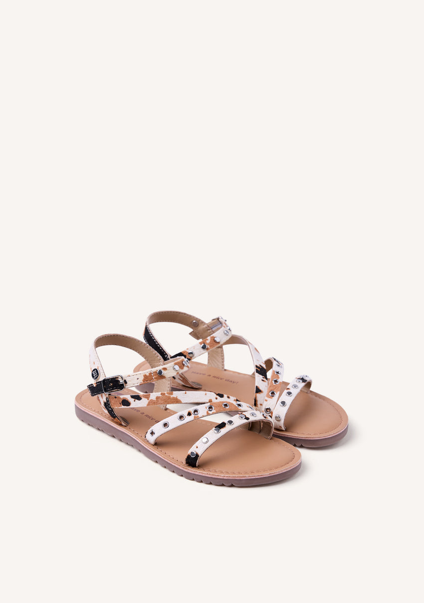 ANIMAL PRINT LEATHER SANDALS KIMILILI