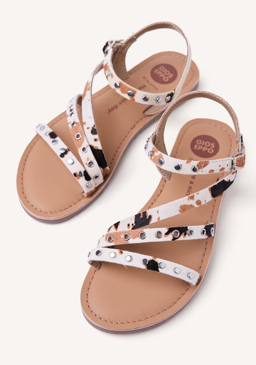 ANIMAL PRINT LEATHER SANDALS KIMILILI