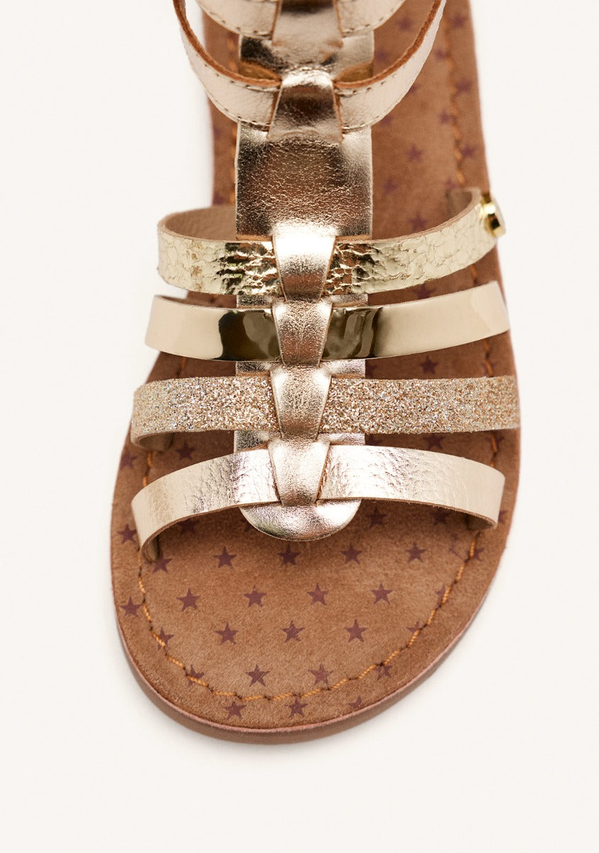 METALLIC LEATHER SANDALS WITHEE