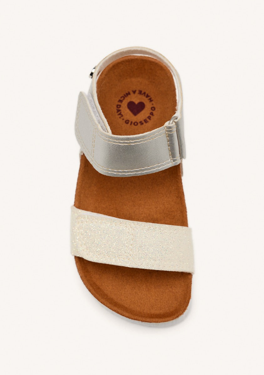 WHITE AND SILVER BIO SOLE FLIP-FLOPS WITH GLITTER FOR GIRL AND BOY ANGWING