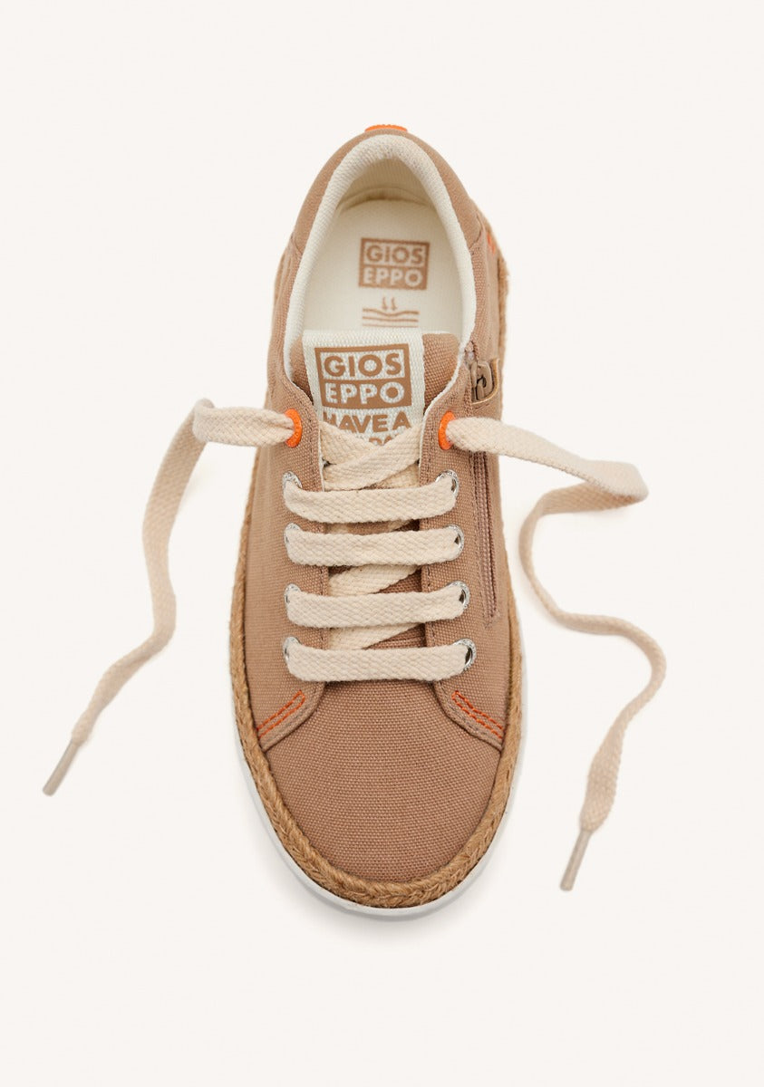 BEIGE SNEAKERS WITH RAFFIA DETAIL AND COLOR ACCENTS FOR BOYS AND GIRLS TUNJE