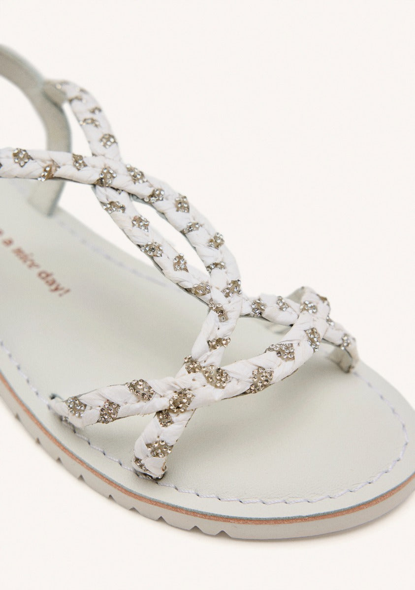 LEATHER, RAFFIA AND GLITTER SANDALS WENHAM