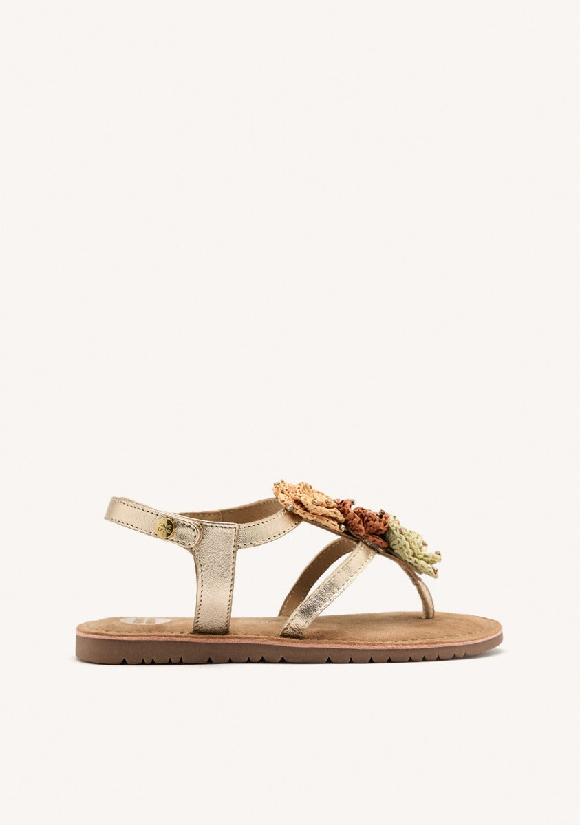 METALLIC LEATHER FLOWER SANDALS NEWRY