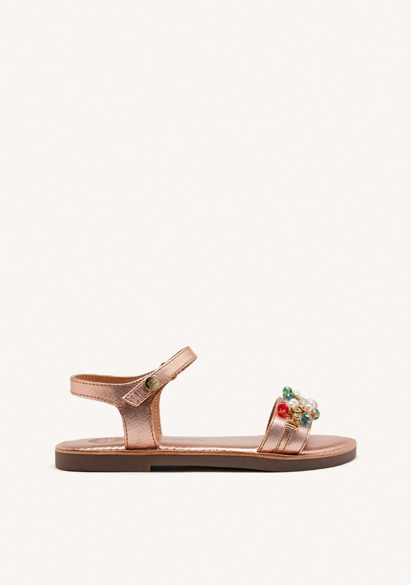 METALLIC LEATHER BEADED SANDALS EFFINGHAM